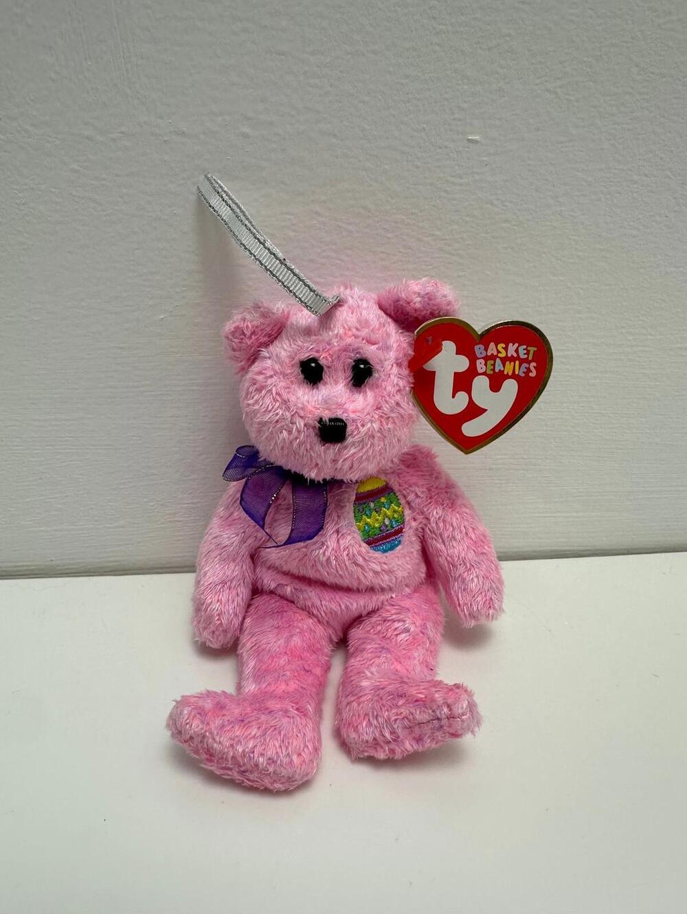 Ty Basket Beanies “Eggs” the Pink Easter Egg Bear! (4 inch)